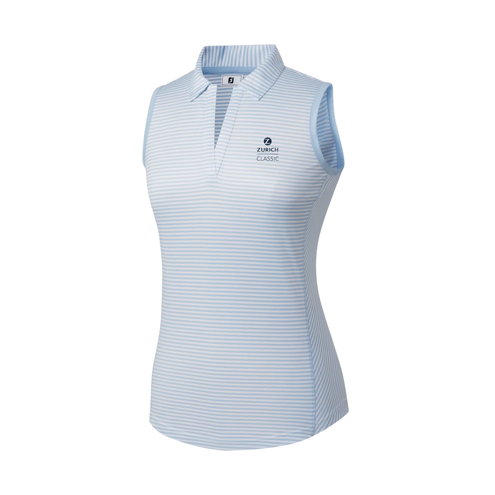  The Zurich Classic FootJoy Women's Striped Sleeveless Polo - Light Blue